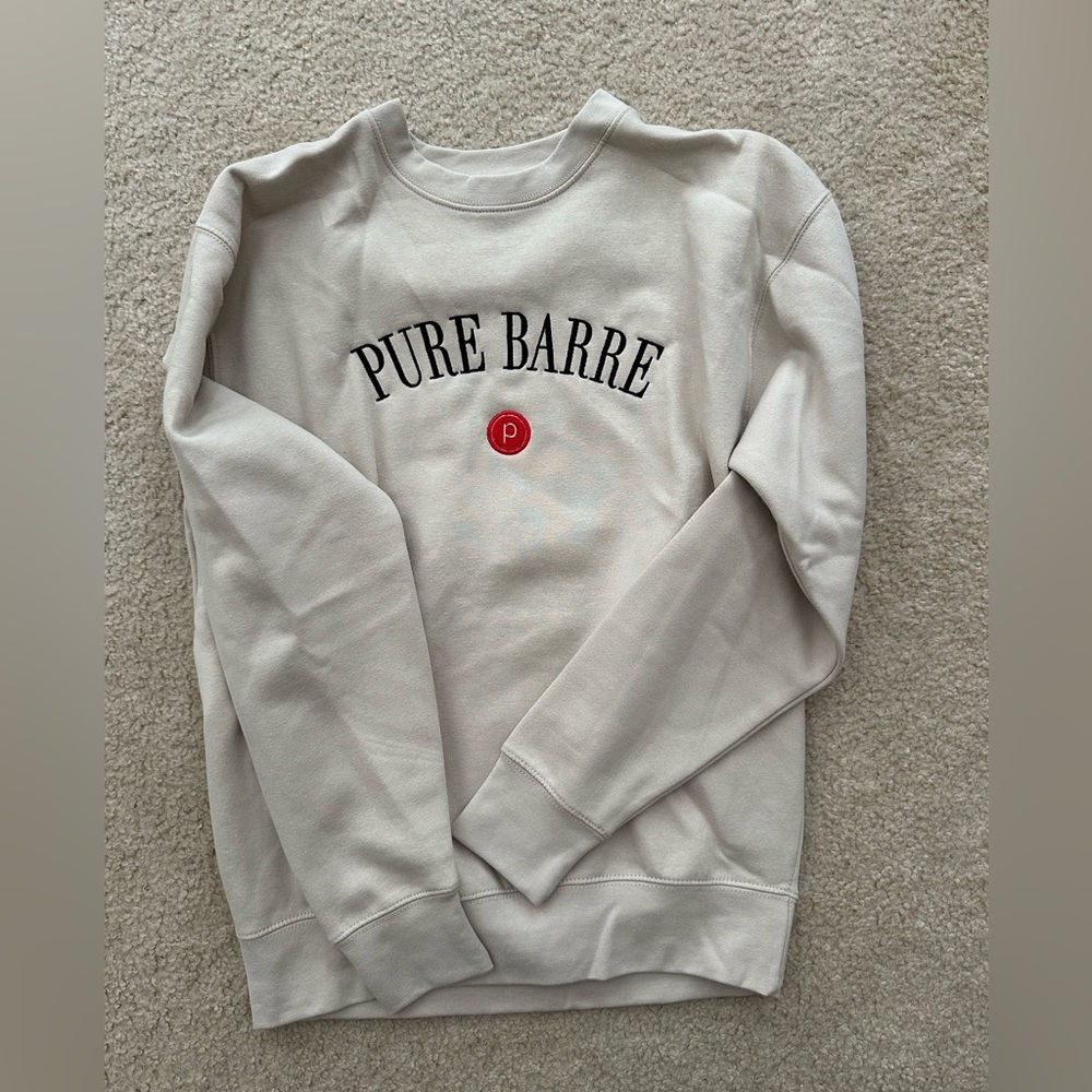 NWT pure barre sweatshirt bone circle p cream taupe
